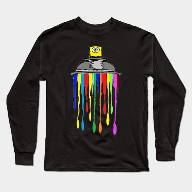 Funny Rainbow Spray Can Graffiti By LowEndGraphics Long Sleeve T-Shirt by LowEndGraphics
